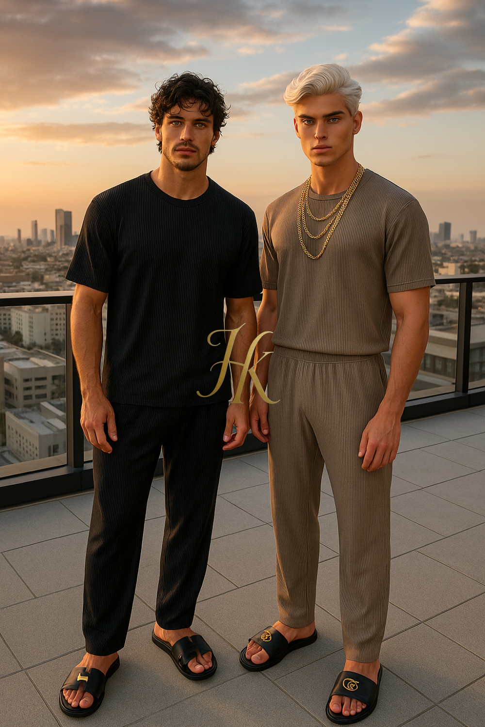 Men’s Summer Cotton Set – T-Shirt & Pants Two-Piece Outfit