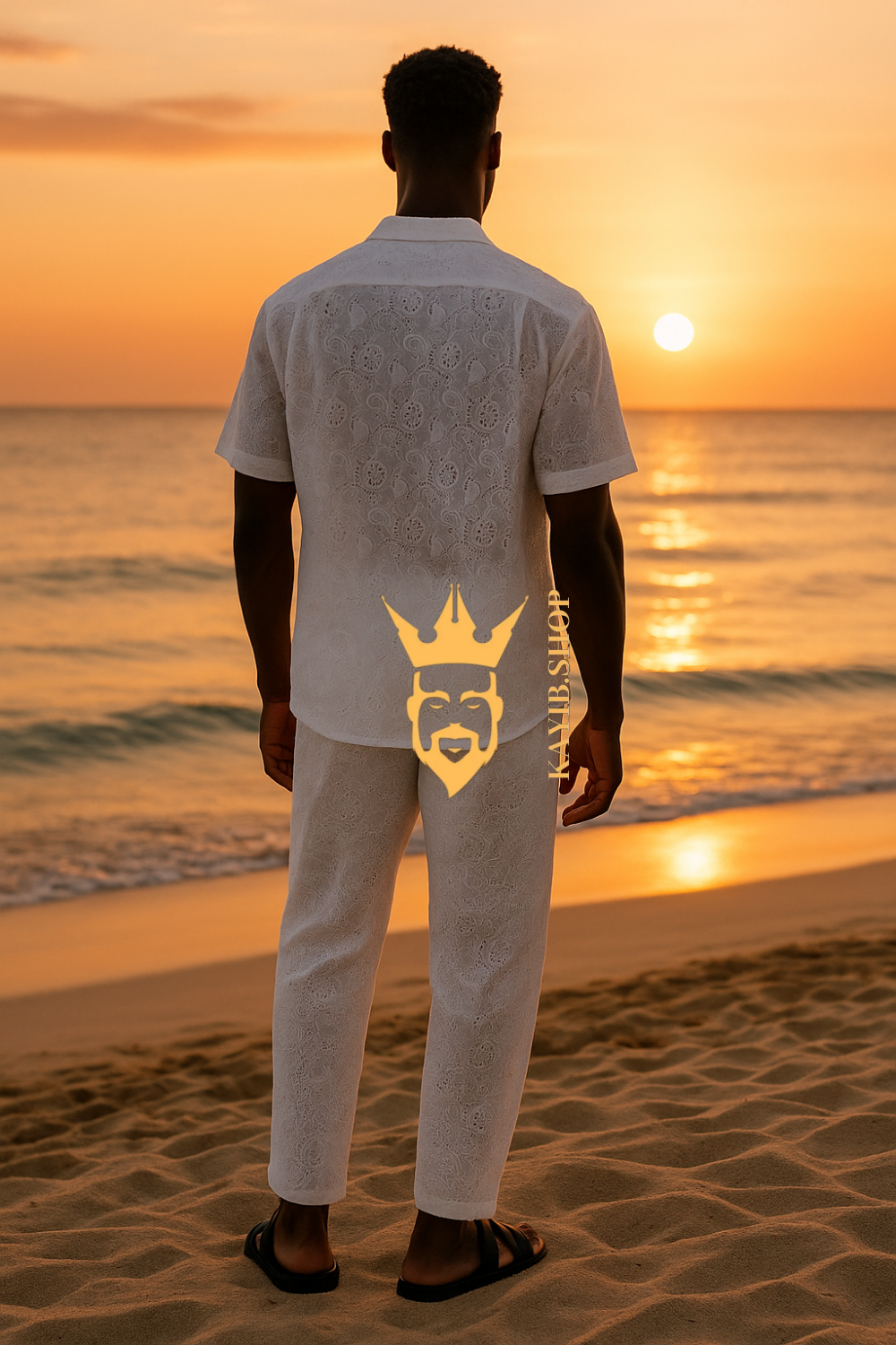 Men’s Cotton Outfit Set – Short Sleeve Shirt & Pants Two-Piece