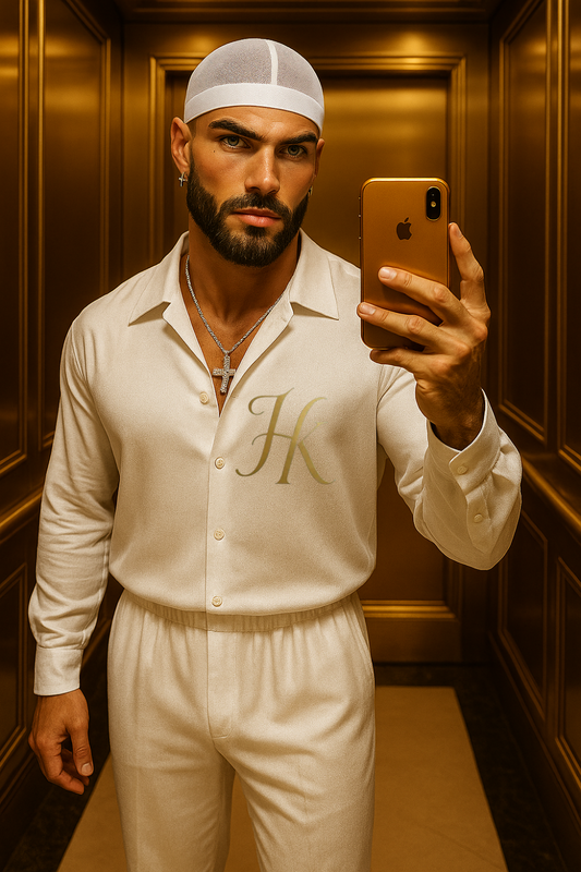 Conjunto de vestido de seda de lujo para hombre rojo