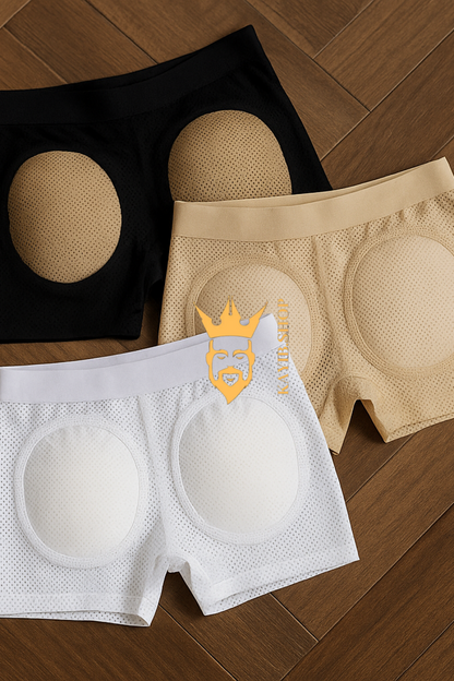 Men’s Padded Hip Enhancer Boxers – Butt Lift Mesh Underwear Shorts