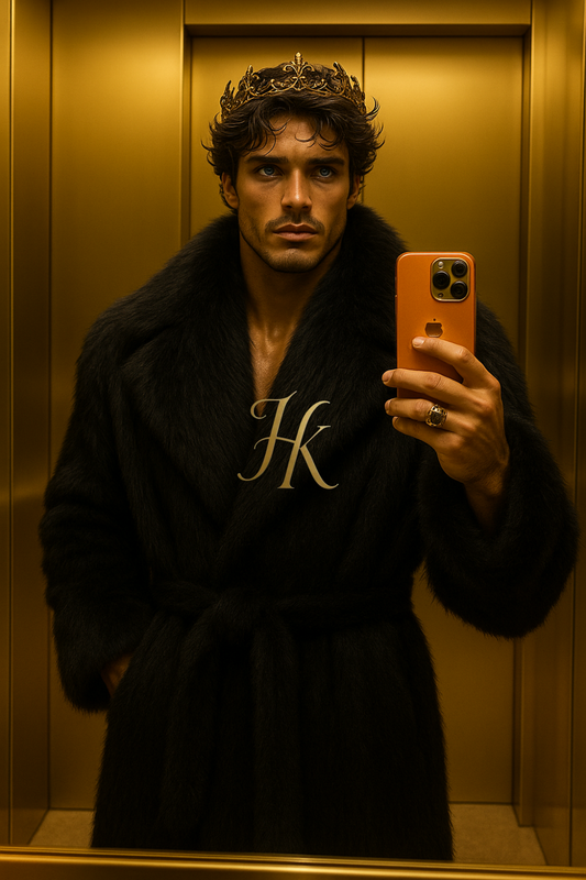 Men’s Extra Long Black Faux Fur Coat – Thick Warm Shaggy Fluffy Mongolian Style Winter Jacket