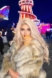 Raccoon Fur long Coat - Stay Stylish and Warm with Oversized Sleeves - 100% Real Fur Luxury - kayibstrore