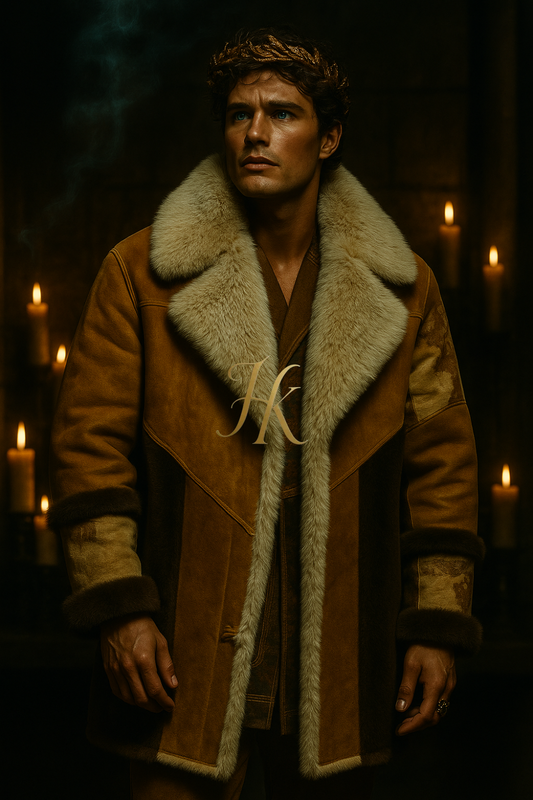 Men’s Luxury Faux Fox Fur Coat – Thick Warm European Winter Jacket with Fur Collar