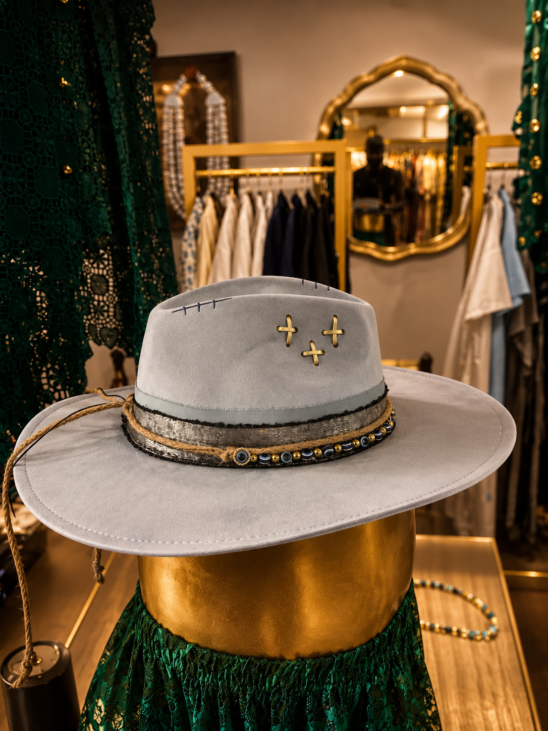 Luxury Light Blue Western Hat – Premium Boho Fedora