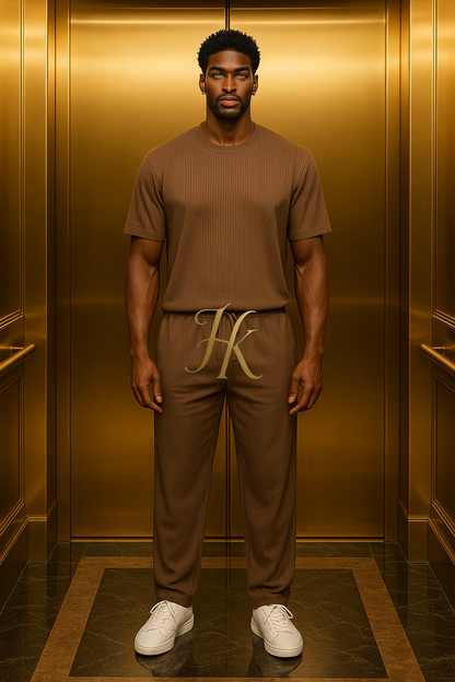 Men’s Summer Cotton Set – T-Shirt & Pants Two-Piece Outfit