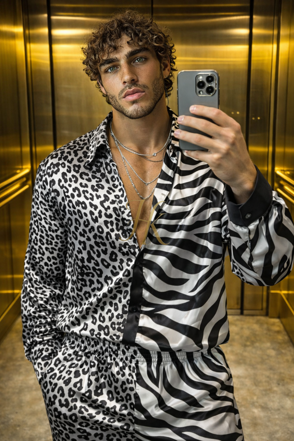 Exclusive Satin Silk Outfit – Luxury Shirt with Wide-Leg Pants - kayibstrore