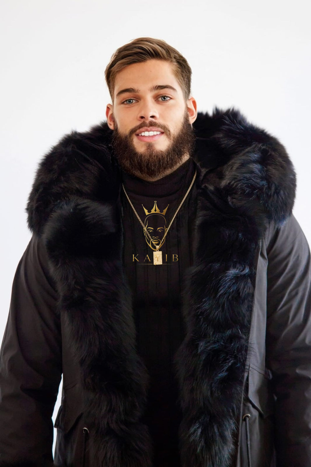 Premium Men's Fur Parka - Versatile, Handmade, and Waterproof