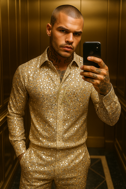 Conjunto de vestido de seda de lujo para hombre rojo