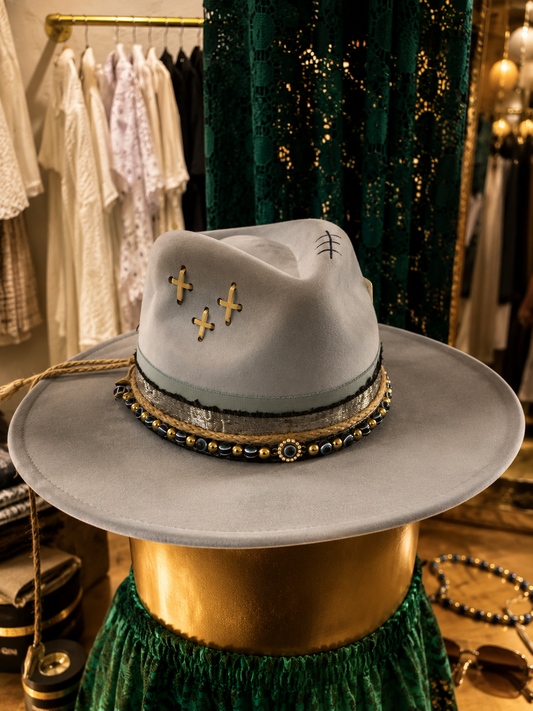 Luxury Light Blue Western Hat – Premium Boho Fedora - kayibstrore