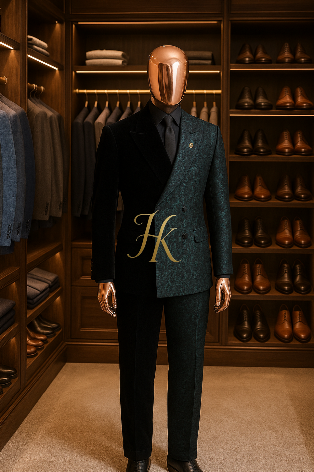 Elegant Jacquard Men’s Suit – 2 Piece Double-Breasted Slim Fit Tuxedo for Wedding & Formal Events