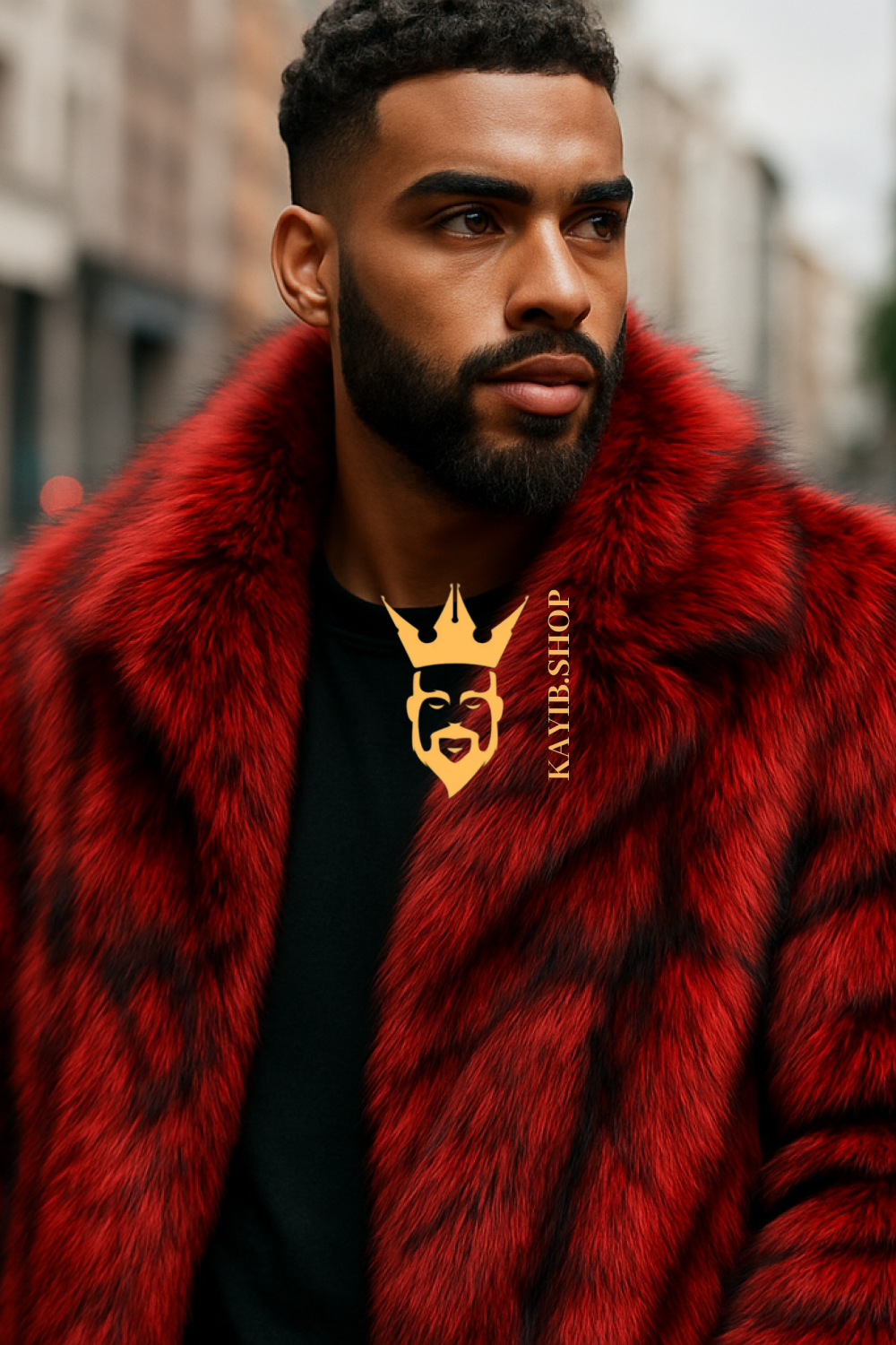 Red Luxurious Fox Fur Coats for Men
