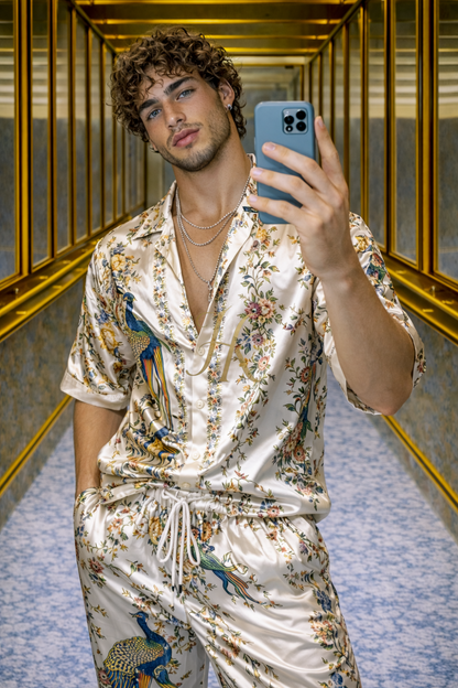 Luxury Satin Silk Shirt & Wide-Leg Pants – Limited Edition