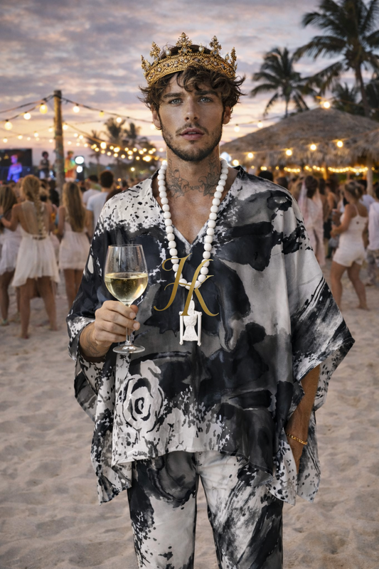 Men’s Refined Silk Ensemble – Long Sleeve Top & Tailored Pants