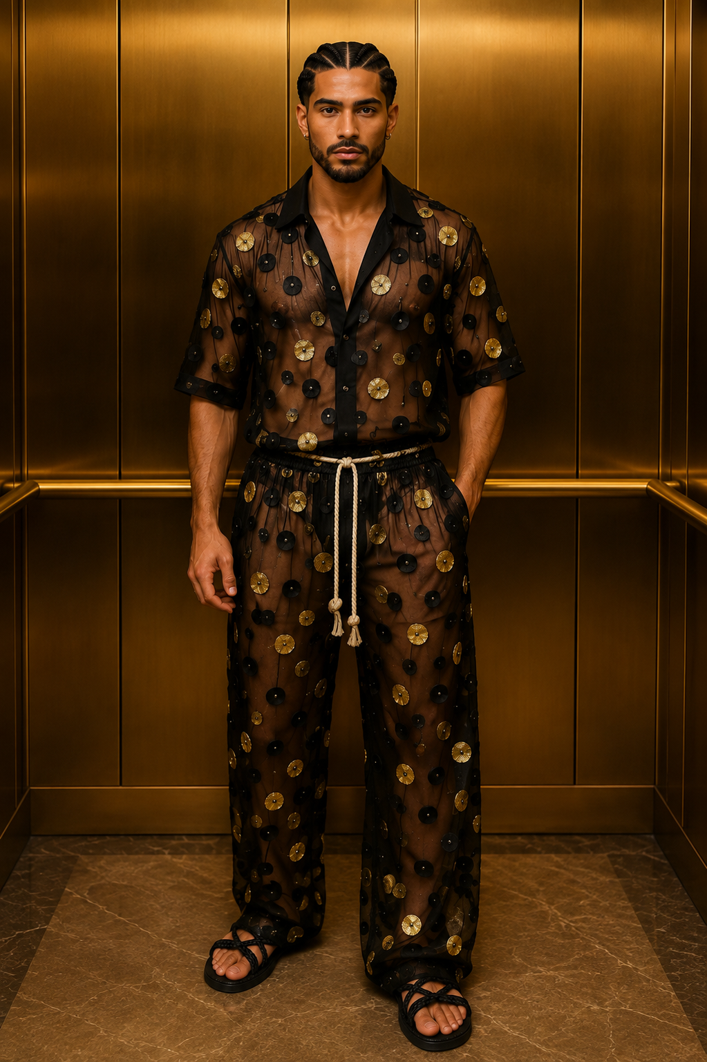 KAYIB Black Gold Sheer Set