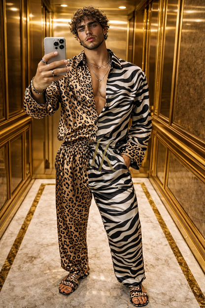 Velvet Eclipse Silk Set – Men’s Luxury Statement Shirt & Pants - kayibstrore