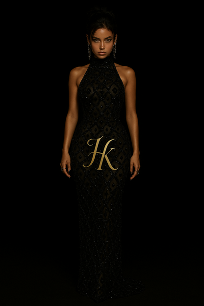 Shiny Diamond Sequins Green Mesh Dress