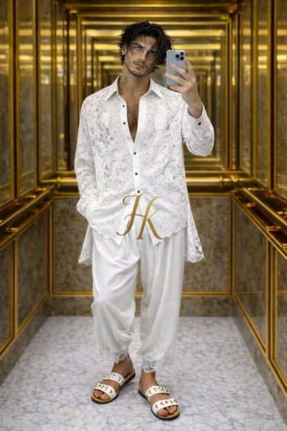 Men’s Elegant Lace & Cotton Set