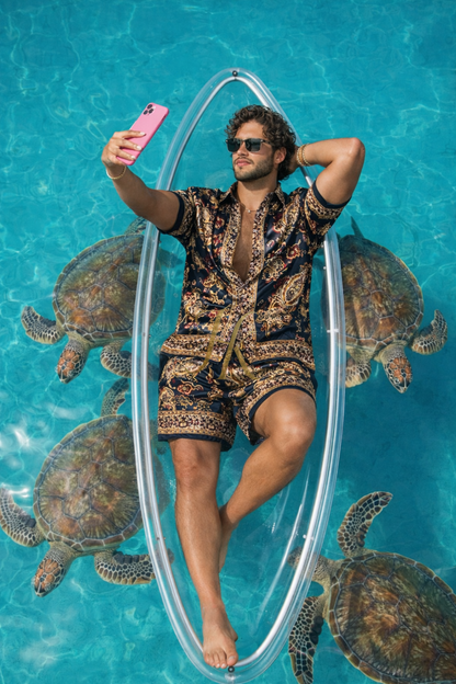 Men’s Silk Resort Set – Refined Shirt & Shorts Outfit - kayibstrore