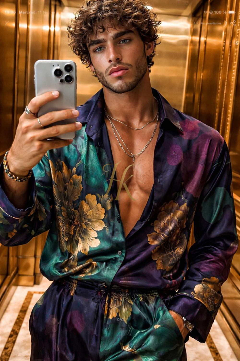 Premium Silk Set – Men’s Luxury Printed Shirt & Pants - kayibstrore