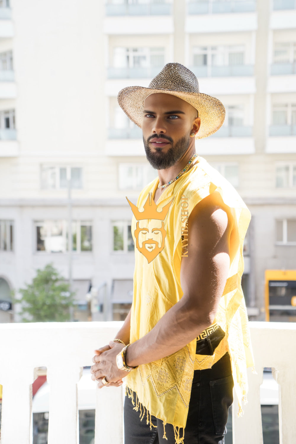 Handmade men's sleeveless tank top, Earthy Top Shirt, Tribal Jungle Natural Savage Neck Festival Rave hippie top