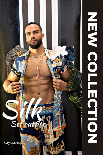 Men's luxury Silk Beach Outfit