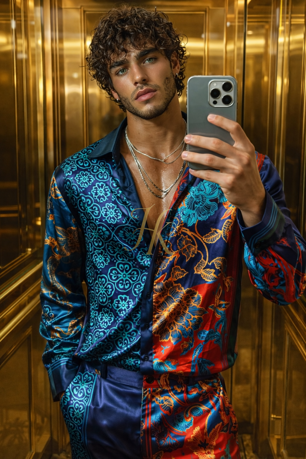 Silk Outfit – Luxury Shirt with Wide-Leg Pants - kayibstrore