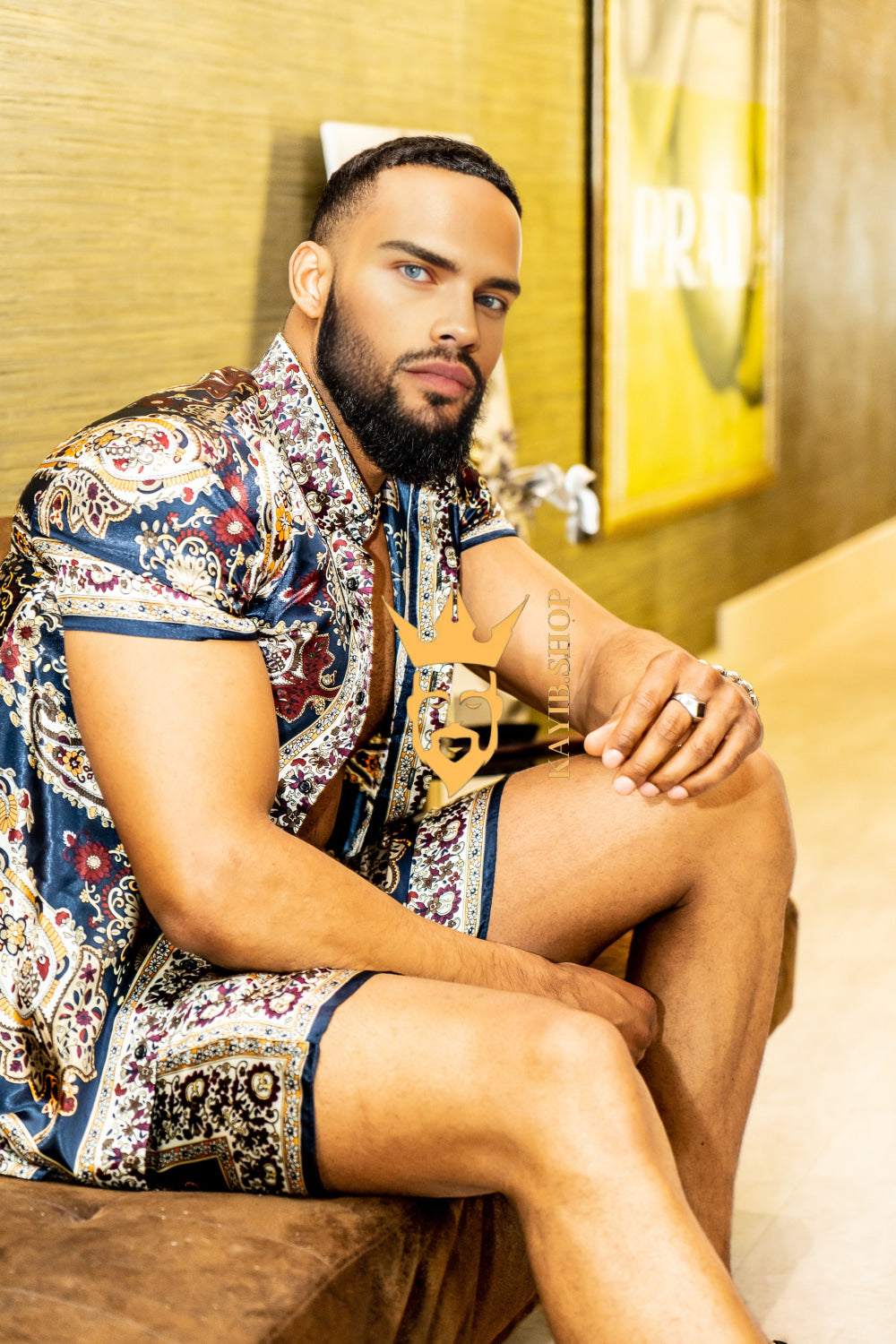 Men’s Luxury Silk Set – 100% Pure Mulberry Silk Shirt & Shorts | Limited Edition Outfit - kayibstrore