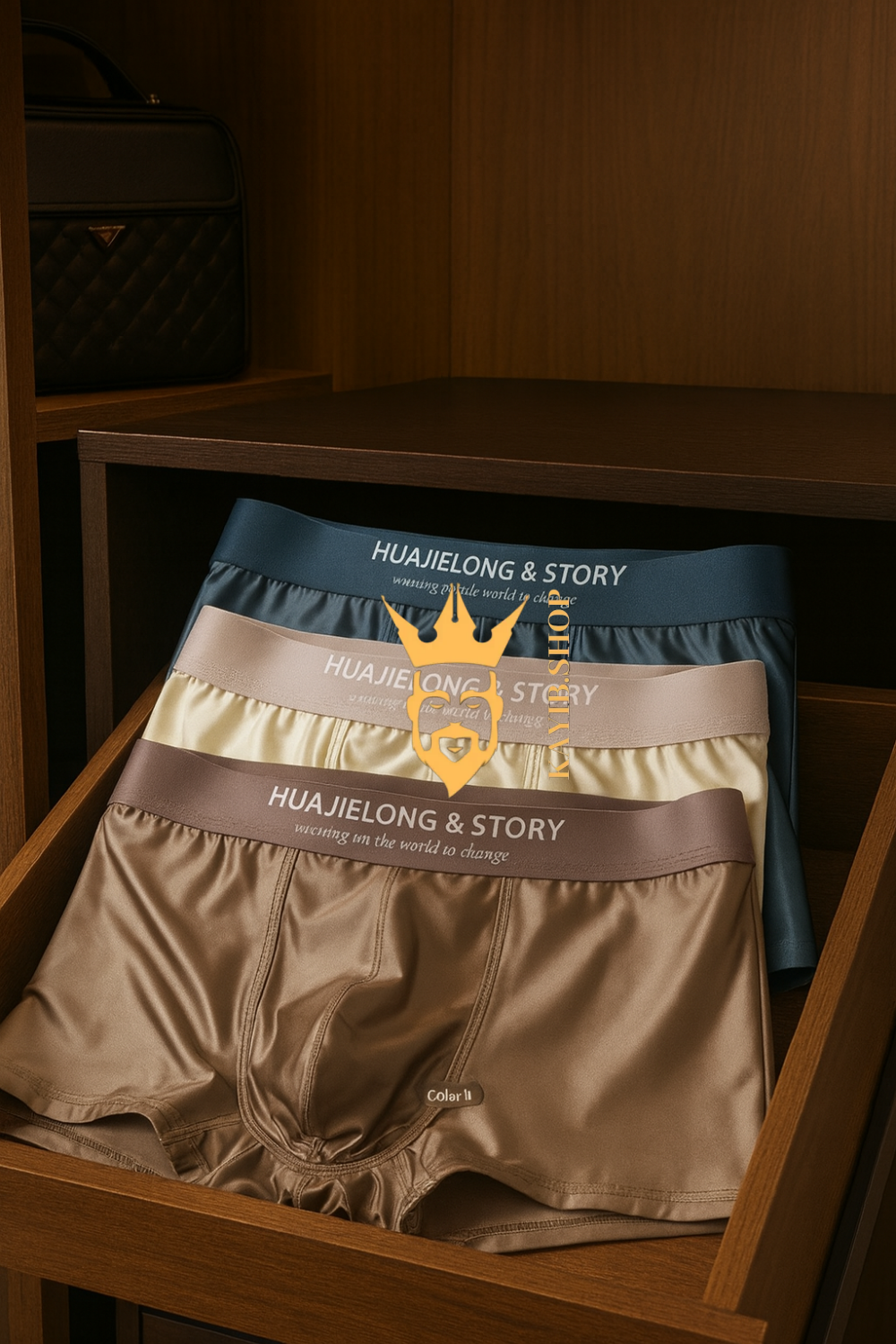 3PCS Luxury Ice Silk Men’s Boxers – Smooth Satin-Like Underwear with Breathable Mesh Crotch