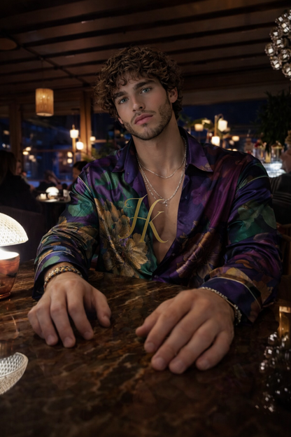 Premium Silk Set – Men’s Luxury Printed Shirt & Pants - kayibstrore