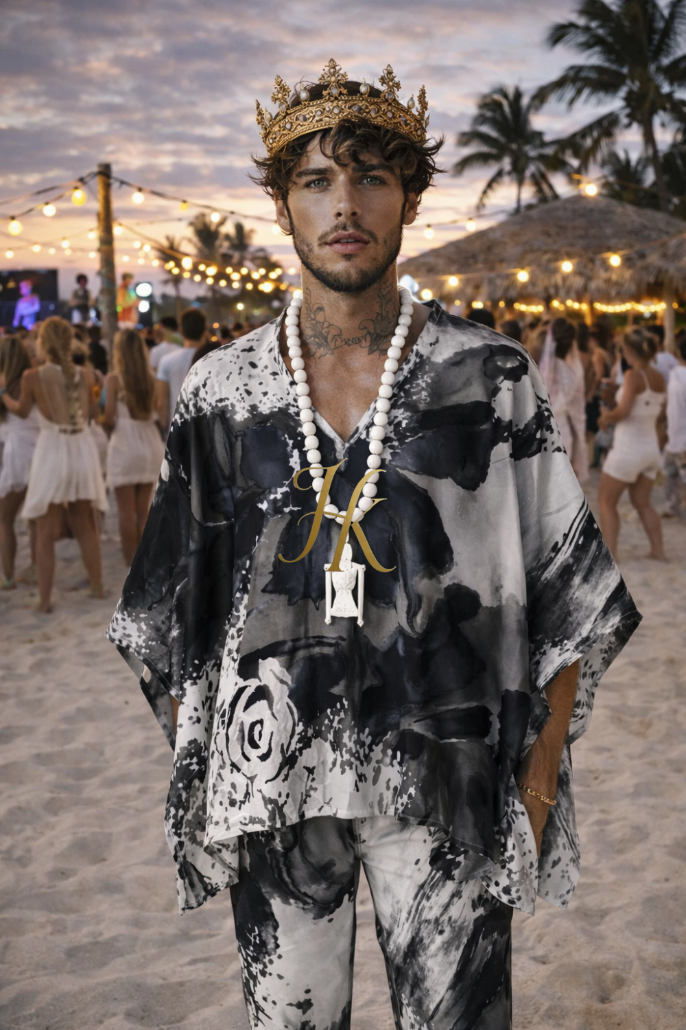 Men’s Refined Silk Ensemble – Long Sleeve Top & Tailored Pants