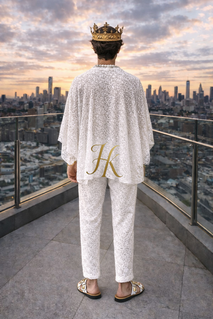 Men’s Luxury Lace Set – Long Sleeve Lace Top & Tailored Pants