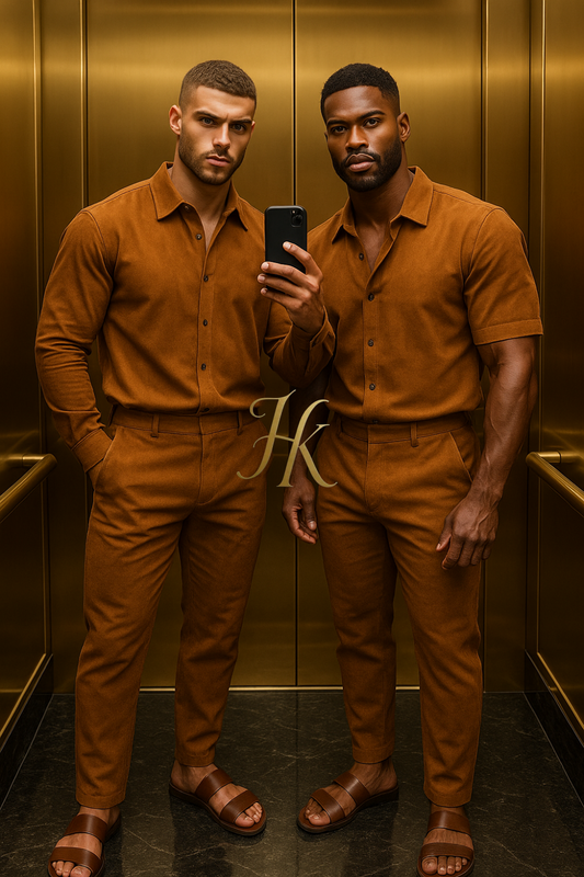 Men’s Luxury Suede Set – Double-Sided Microfiber Matte Shirt & Pants