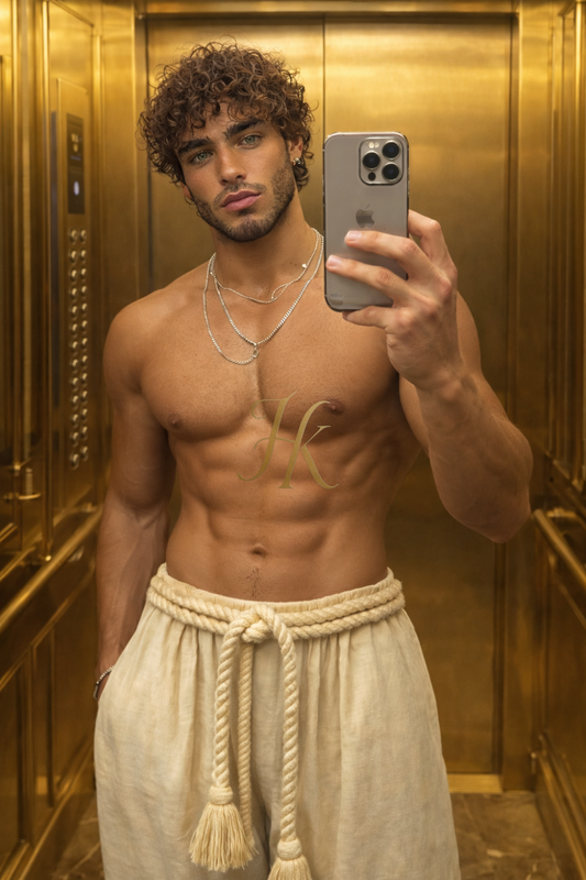 Ivory Rope Linen Pants – Men’s Boho Luxury Trousers