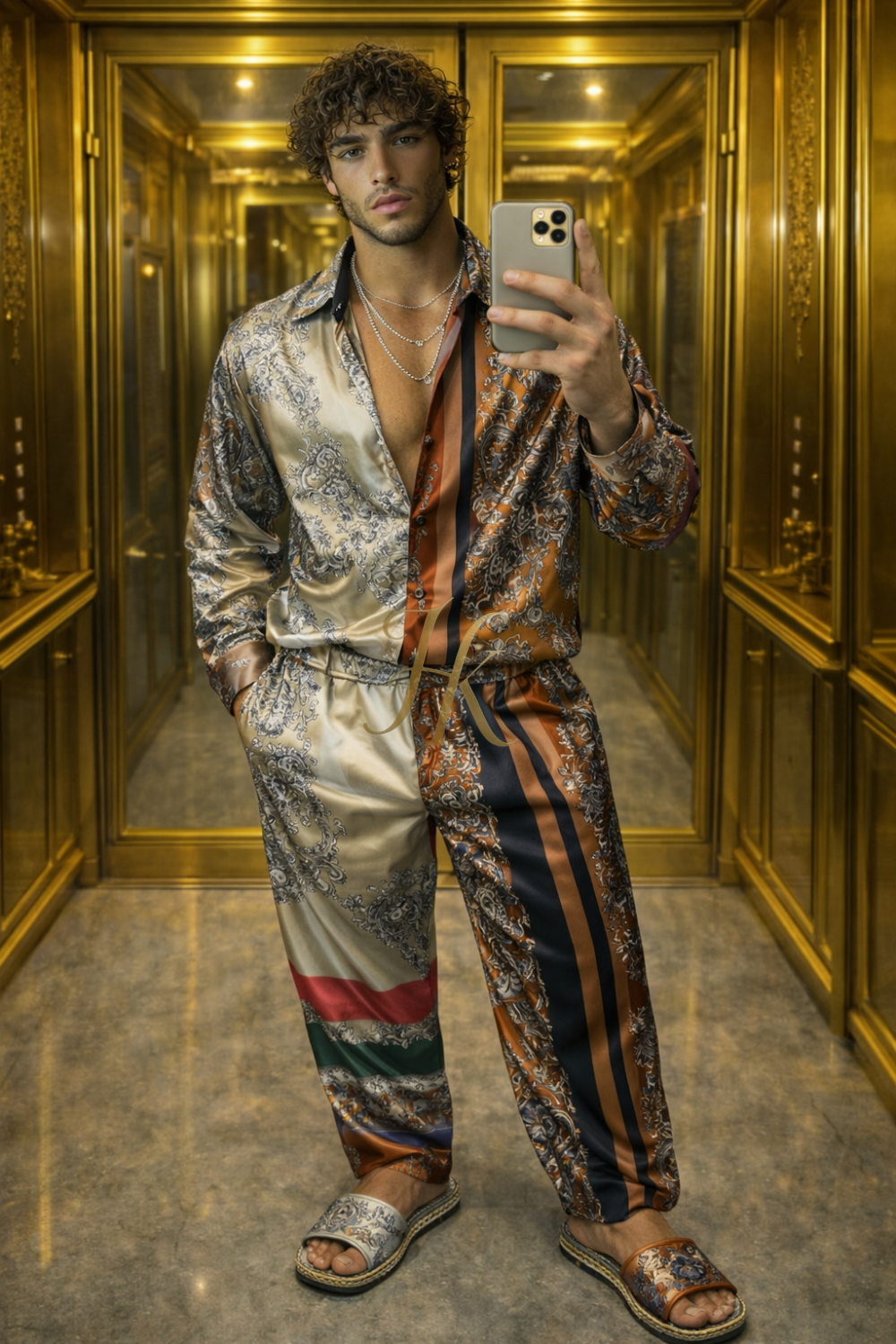 Men’s Couture Silk Statement Set – Shirt & Pants - kayibstrore