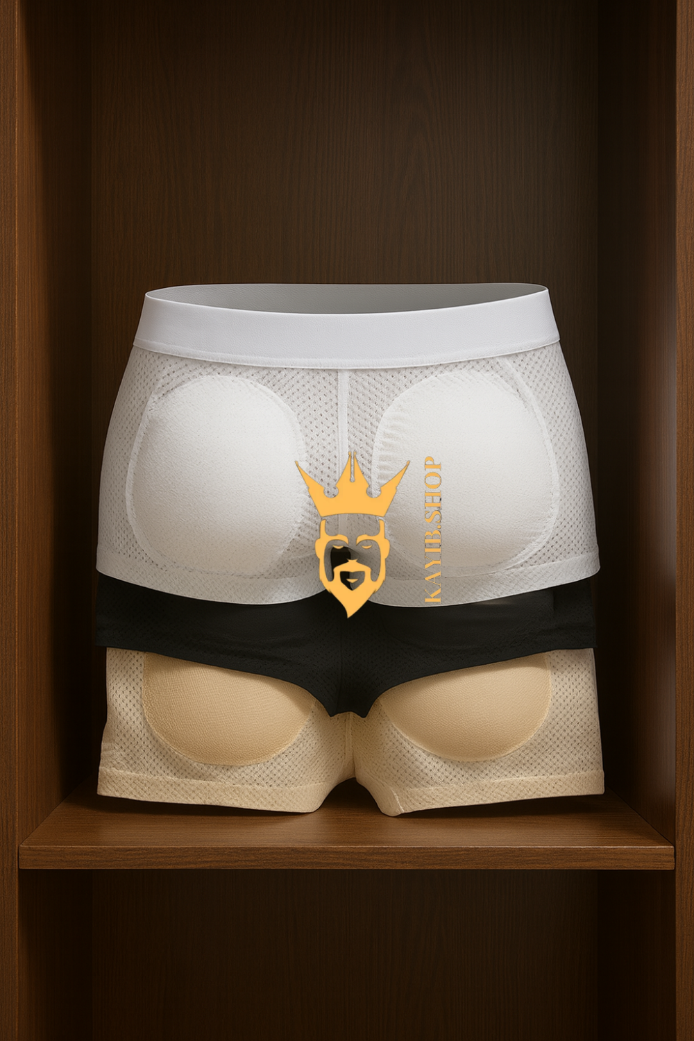 Men’s Padded Hip Enhancer Boxers – Butt Lift Mesh Underwear Shorts