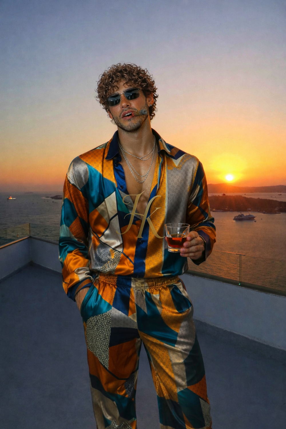 Premium Eclipse Silk Set – Men’s Luxury Statement Shirt & Pants (Copy)