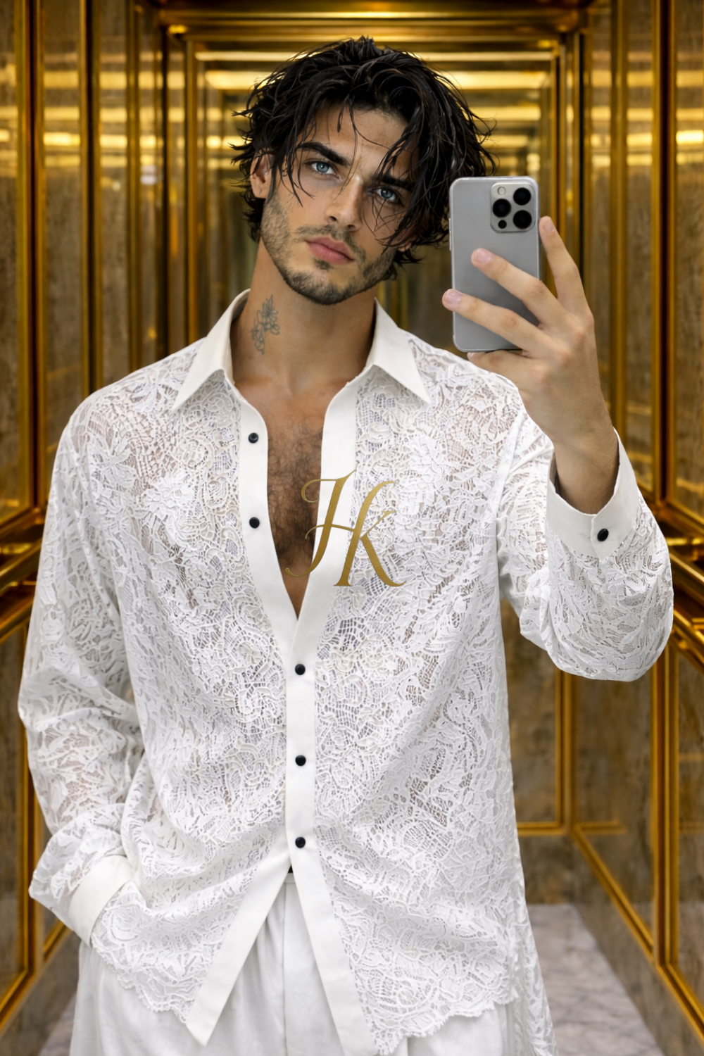 Men’s Elegant Lace & Cotton Set