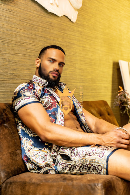 Men’s Luxury Silk Set – 100% Pure Mulberry Silk Shirt & Shorts | Limited Edition Outfit - kayibstrore
