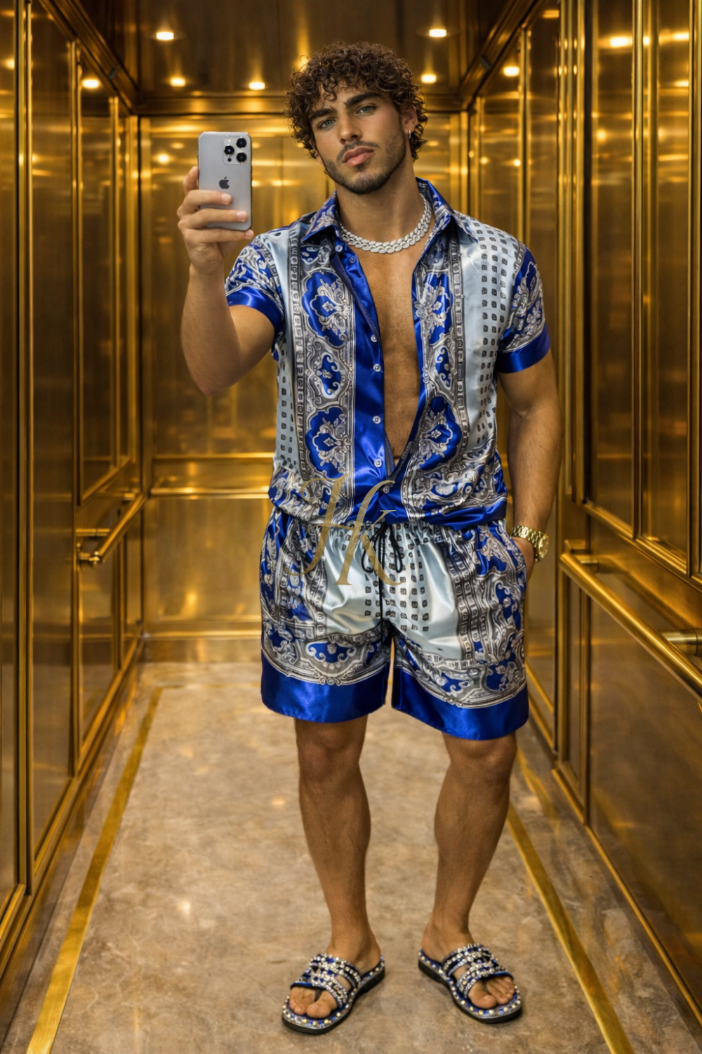 Pure Silk Satin Set – Men’s Shirt & Shorts (Limited Edition)