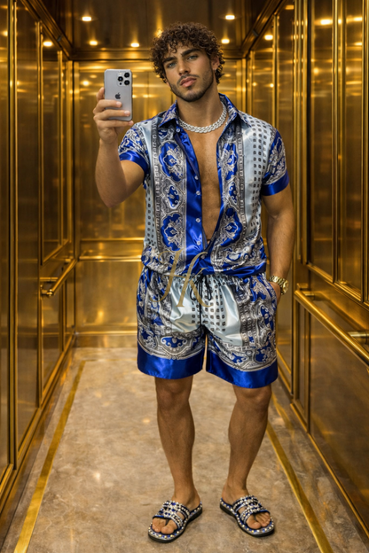 Pure Silk Satin Set – Men’s Shirt & Shorts (Limited Edition)