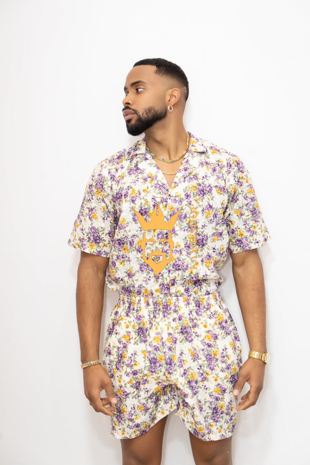 Flowers Spring/Summer Men's Lace Two-Piece Clothing: Sophisticated & Versatile Ensemble