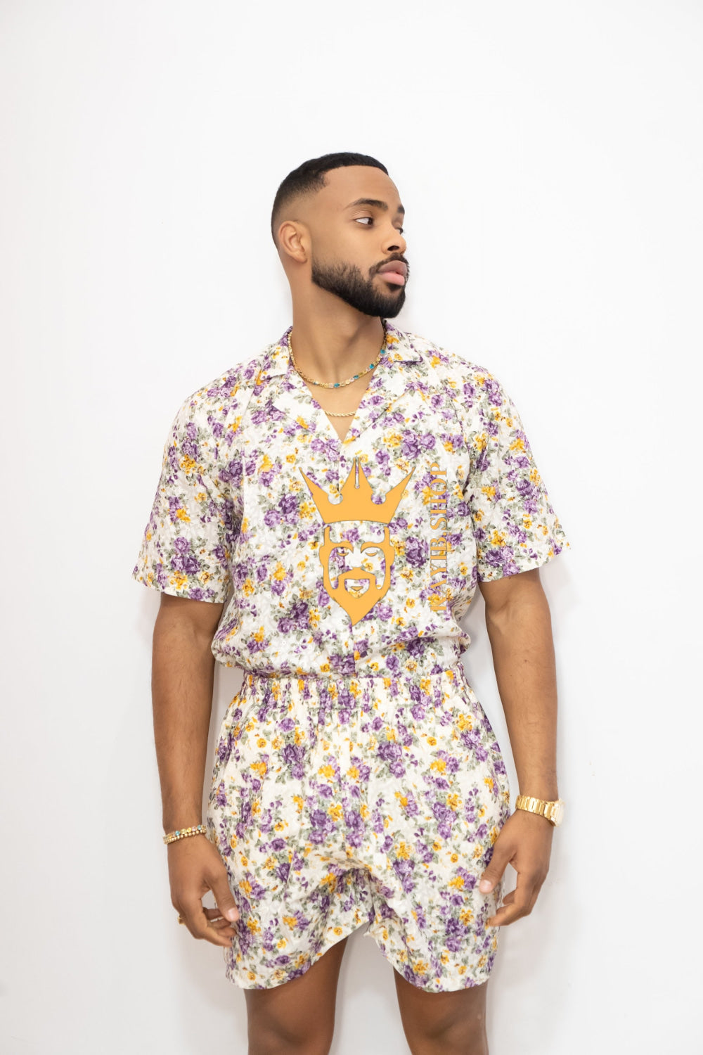 Flowers Spring/Summer Men's Lace Two-Piece Clothing: Sophisticated & Versatile Ensemble