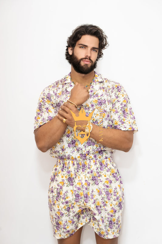 Flowers Spring/Summer Men's Lace Two-Piece Clothing