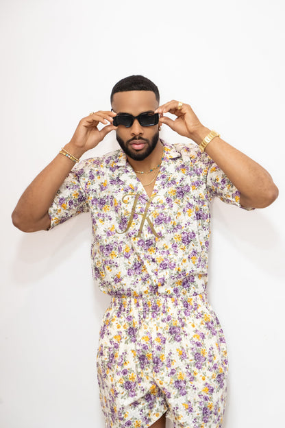 Flowers Spring/Summer Men's Lace Two-Piece Clothing - kayibstrore