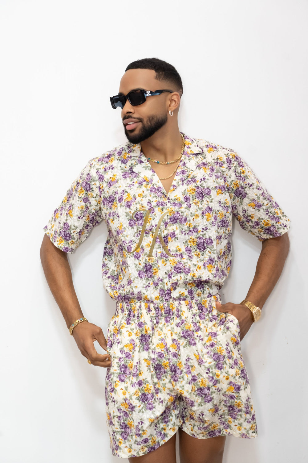 Flowers Spring/Summer Men's Lace Two-Piece Clothing - kayibstrore