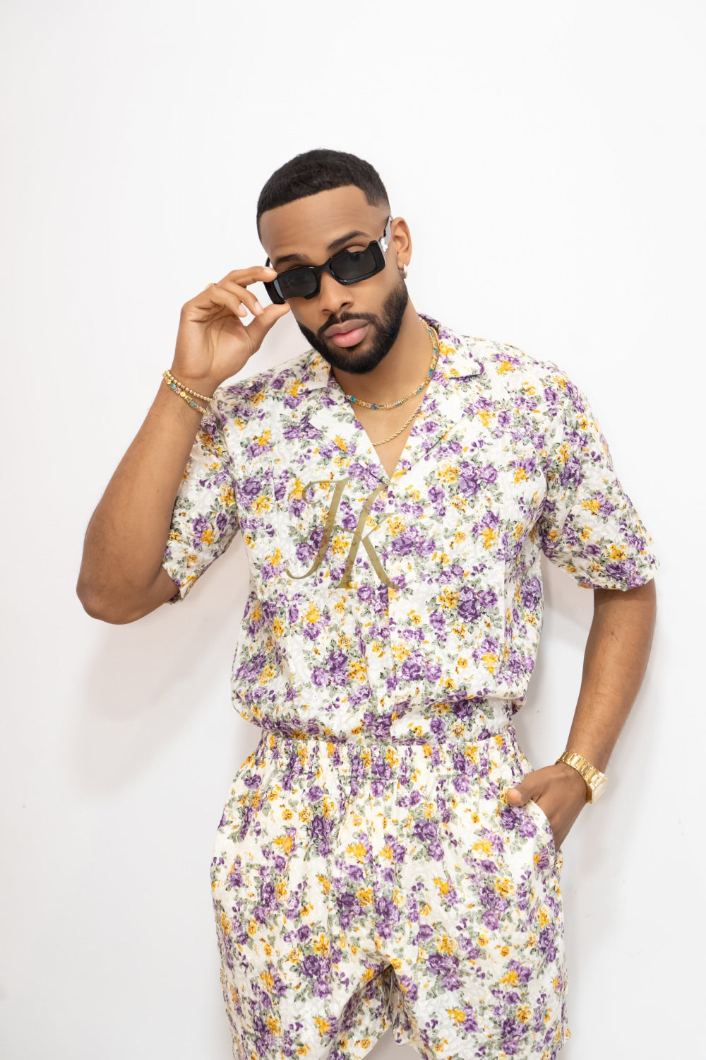 Flowers Spring/Summer Men's Lace Two-Piece Clothing - kayibstrore