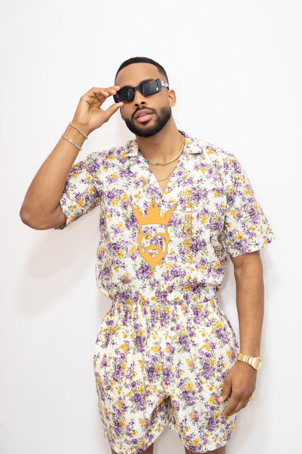 Flowers Spring/Summer Men's Lace Two-Piece Clothing: Sophisticated & Versatile Ensemble