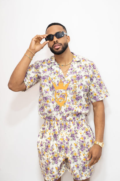 Flowers Spring/Summer Men's Lace Two-Piece Clothing: Sophisticated & Versatile Ensemble