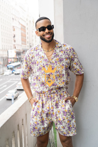 Flowers Spring/Summer Men's Lace Two-Piece Clothing: Sophisticated & Versatile Ensemble