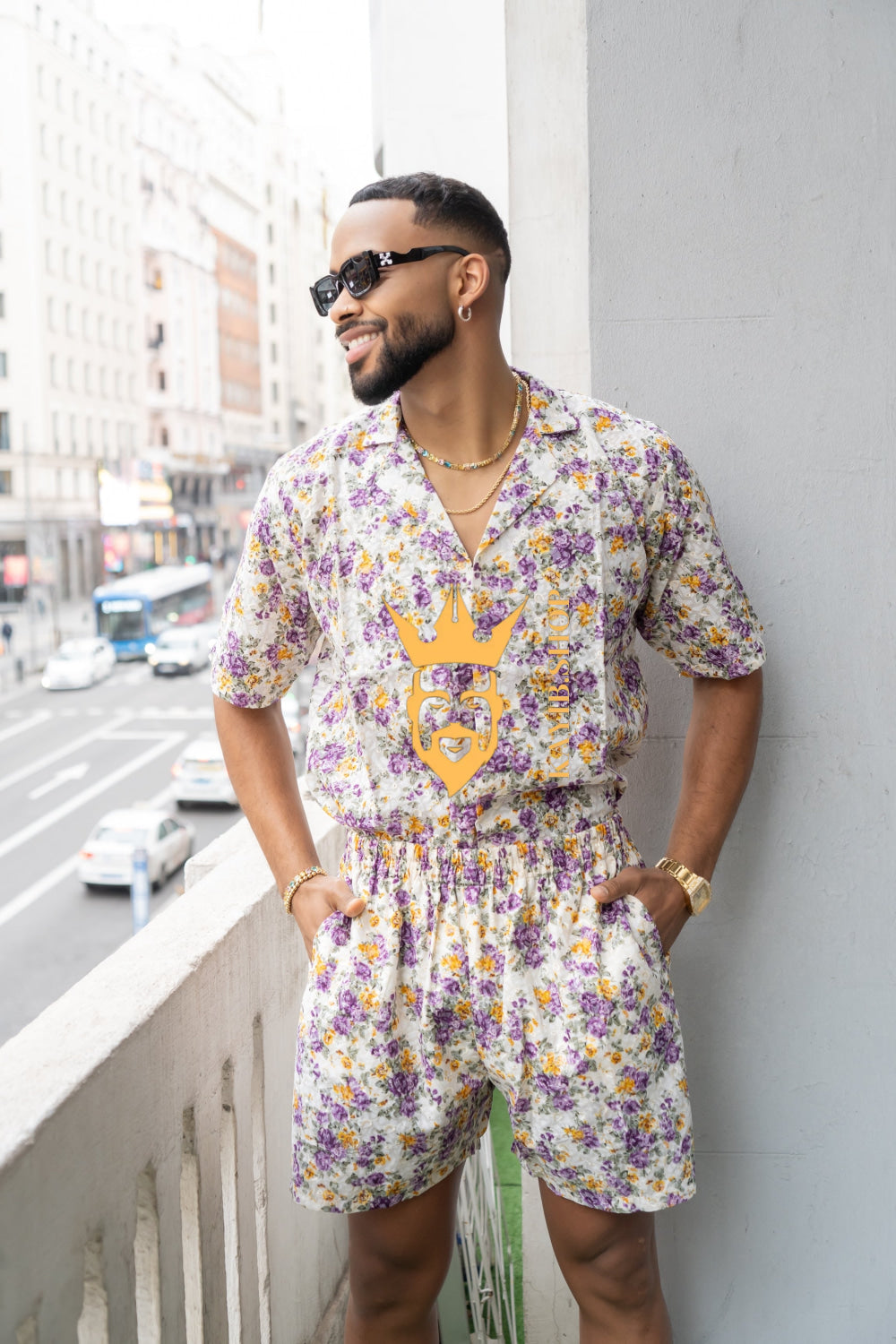 Flowers Spring/Summer Men's Lace Two-Piece Clothing: Sophisticated & Versatile Ensemble